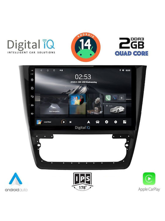 Digital IQ Sistem Audio Auto pentru Skoda Yeti 2014 (Bluetooth/USB/WiFi/GPS/Apple-Carplay/Android-Auto) cu Ecran Tactil 10"