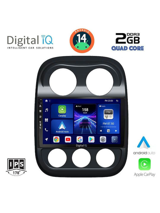 Digital IQ Auto-Audiosystem für Jeep Kompass / Patriot 2007-2016 (Bluetooth/USB/WiFi/GPS/Apple-Carplay/Android-Auto) mit Touchscreen 10"