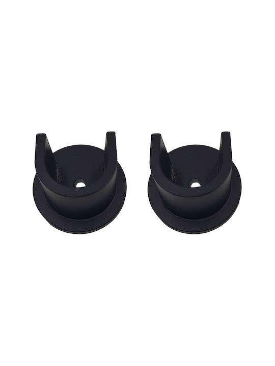 Grace Curtain rail base Wall made of Metal Black 2pcs