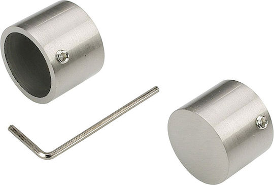 Grace Curtain wood end made of Metal Silver 2pcs