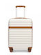 Miss Lulu Reisekoffer Kabine Hart Cream Und Braun Mit 4 Räder Höhe 55cm