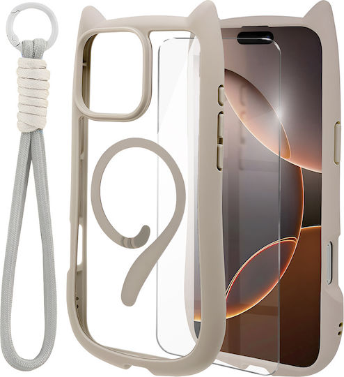 Erbord Umschlag Rückseite Kunststoff / Silikon 0.3mm mit Band Gray (iPhone 17 Pro / iPhone 16 Pro)