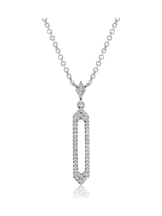 Diamond Group Κολιέ από Λευκόχρυσο 18Κ με Διαμάντι