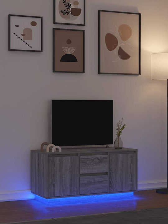 Телевизионно Мебелче с LED Осветление Сиво Sono...