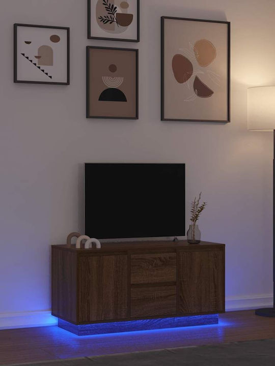 Телевизионно Мебелче с LED Осветление Кафяв Дъб...