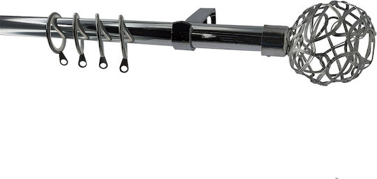 Grace Extendable Metallic Curtain Pole Single Φ19mm 120-210cm Shiny Chrome