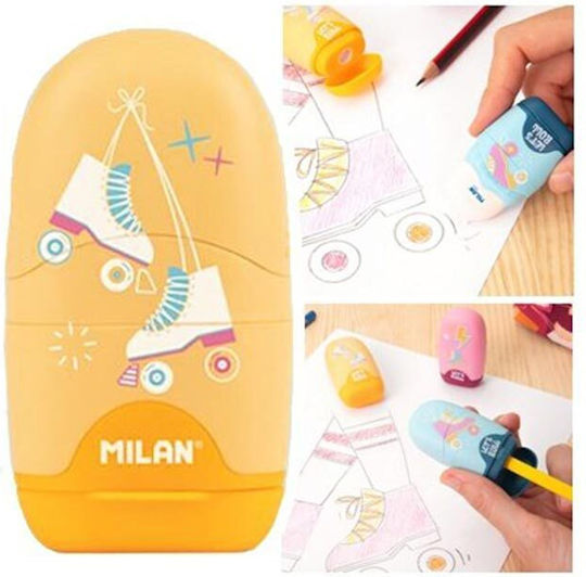 Γόμα Ξύστρα Μονή Milan Roller Κίτρινη 4701116rlc