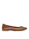 Synthetic Leather Pointy Ballerinas Brown