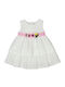 Children's Dress Sleeveless Linen Floral White