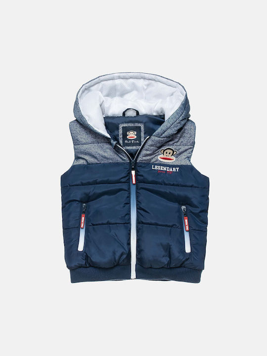 Kids' Casual Jacket Sleeveless with Lining & Hood Navy Blue