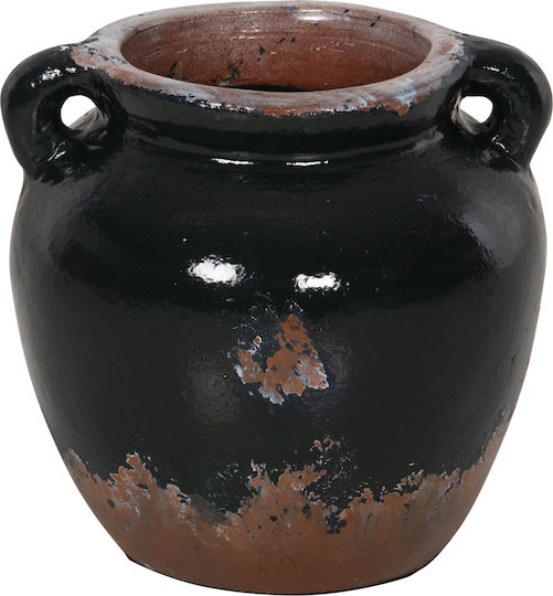 HomeMarkt Διακοσμητικό Βάζο Πήλινο Μαύρο Φ24xΥ23cm