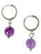 Kostibas Fashion Earrings Hoops made of Steel with Stones Purple