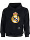 Fleece Kinder-Sweatshirt mit Kapuze und Taschen Black Real