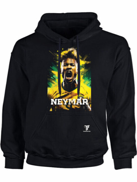 Fleece Παιδικό Φούτερ με Κουκούλα και Τσέπες Μαύρο