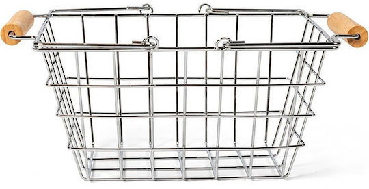 Metal Children's Basket with Wooden Handle Supermarket