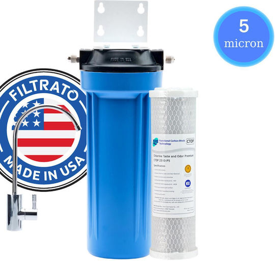 Filtrato WHF14-USA Συσκευή Φίλτρου Νερού Διπλή Κάτω Πάγκου Διατομής 1/4'' με Βρυσάκι & Ανταλλακτικό Φίλτρο CTOP 2510-05 Filtrato WHF14-USA Συσκευή Φίλτρου Νερού Διπλή Κάτω Πάγκου Διατομής 1/4'' με Βρυσάκι & Ανταλλακτικό Φίλτρο CTOP 2510-05