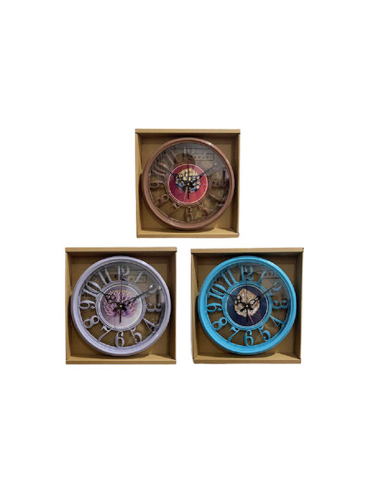 Wall Clock Plastic Multicolour 30x5cm Various Colors)