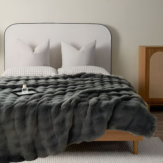 Furry Comforter Double 220x240cm Charcoal