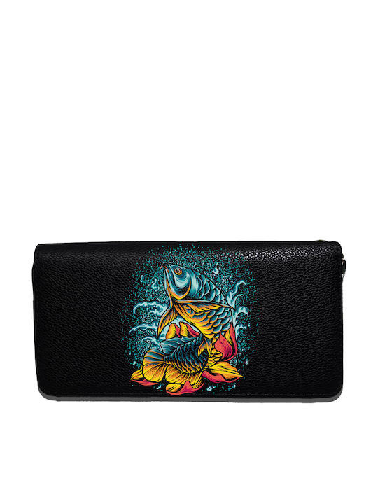 Lucky Fish Japan Малък Дамски Портфейл Черен