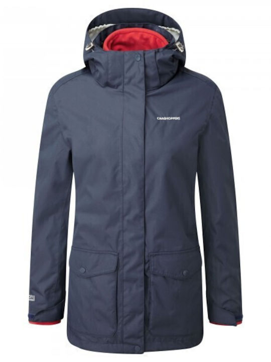 Women's Long Lifestyle Jacket Waterproof for Winter with Hood Blue