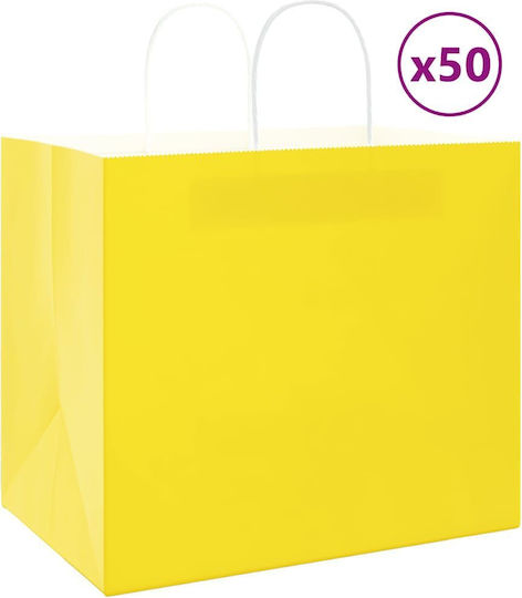 vidaXL Paper Bag for Gift Yellow 32x28x22cm. 50pcs