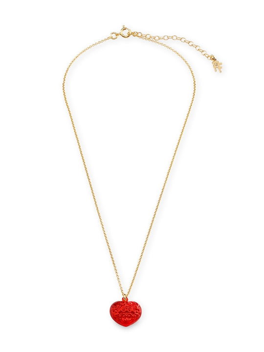 Folli Follie Queen Of Hearts Колие с дизайн Сърце от Позлатено Сребърен