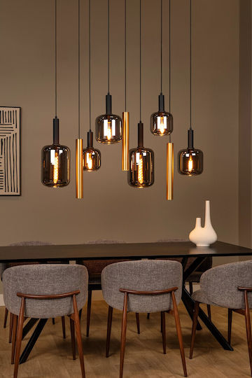 Lucide Lightning Joanet Pendant Light Brown for 6 Bulbs E27 35x130x150cm
