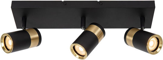 Lucide Lightning Gorik Τριπλό Σποτ με Ντουί GU10 σε Μαύρο Χρώμα