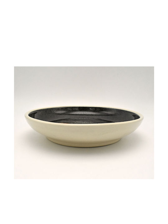 Round Ceramic Decorative Platter Octopus Handmade Black 23x23cm