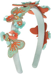 Blaues Haarband ''Schmetterlinge'' mit orangefa...