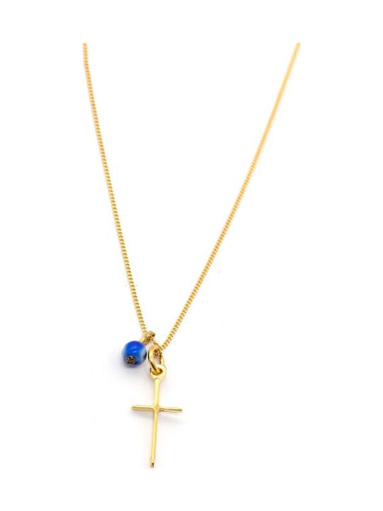 Irmelia Damen Kreuz aus Vergoldetem Silber mit Kette