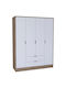Four Door Wardrobe Nisan Light Walnut-white 170x45x183cm