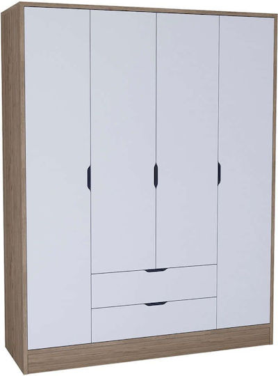Four Door Wardrobe Nisan Light Walnut-white 170x45x183cm