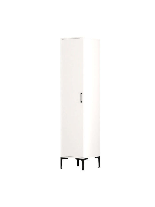 Single Door Wardrobe Kumsal White 40x47.5x201.4cm