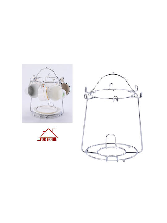 ForHome Metallischer Becherständer 25x25x26cm Silber