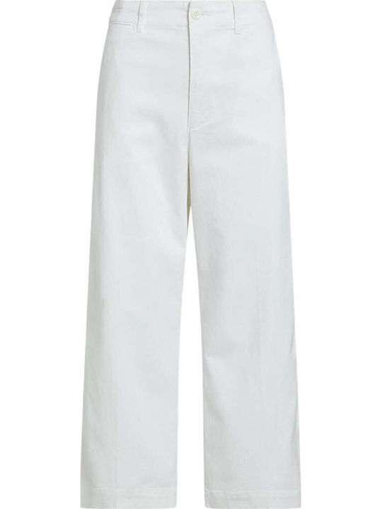 Dama Tesatura Capri Pantaloni White
