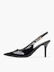 Leather Black Heels with Strap Nassha