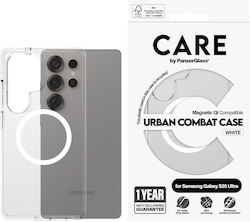 CARE by PanzerGlass Flagship калъф Transparent Urban Combat W White Qi съвместим със Samsung Galaxy S 25 Ultra