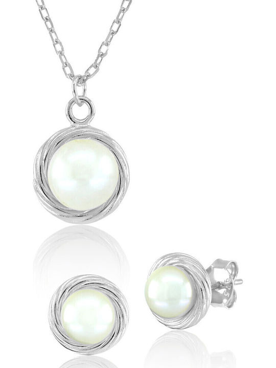 Bijou Box Комплект с Колие & Обеци от Silver с Перли