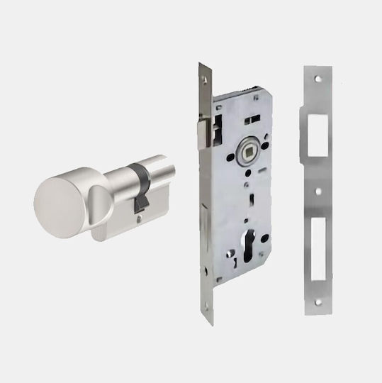 Abus Recessed Lock Front door with Cylinder and Center 45mm Silver