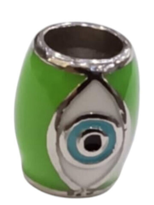Kalliopisilver Silver 925 Symbol Charm Round Green Enamel Eye D019