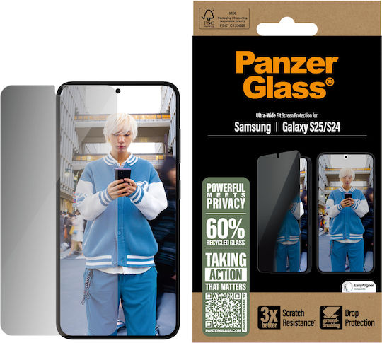 PanzerGlass Privacy-Displayschutzfolie für Samsung Galaxy S24/S25 Ultra-Wide Fit