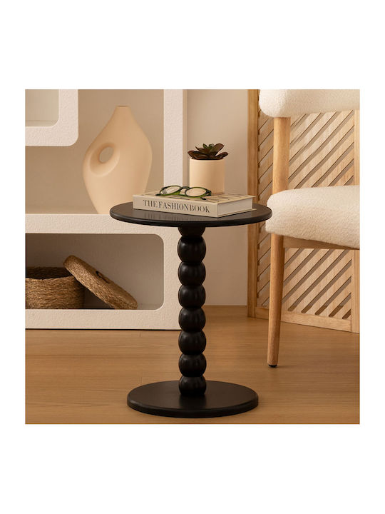 Round Side Coffee Table Chamlo Wooden Black W38...