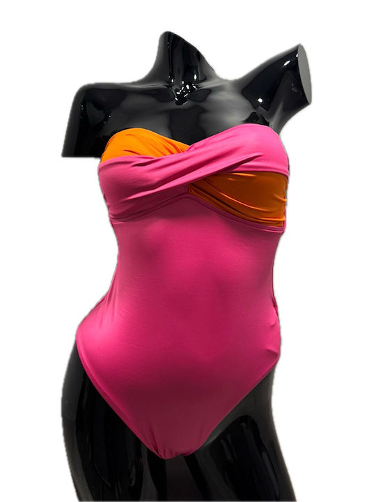 Strapless Ολόσωμο Μαγιό Ροζ
