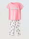 Kinder-Set mit Leggings Sommer 2Stück Fluo Pink, White