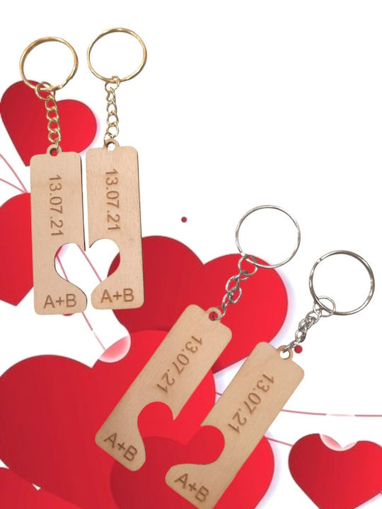 Set Schlüsselanhänger Hölzern für Paare 2Stück