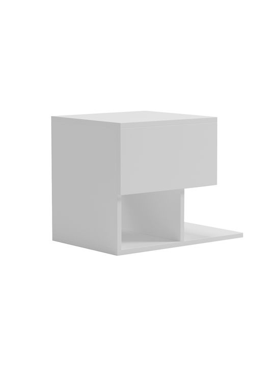 Κομοδίνο Caspian Ξύλινο Λευκό 46.8x33x36.8cm