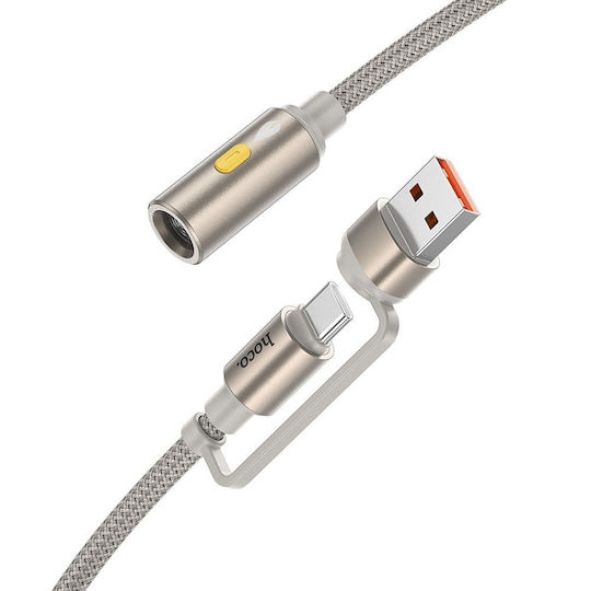 Cablu Hoco USB A Type C la brichetă auto Ua38b 0,3 M Aur