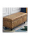 Stool For Living Room With Storage Space Upholstered with Leatherette Mustard 80x43x43cm