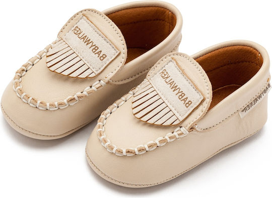 Babywalker Beige Baptism Leather Moccasins